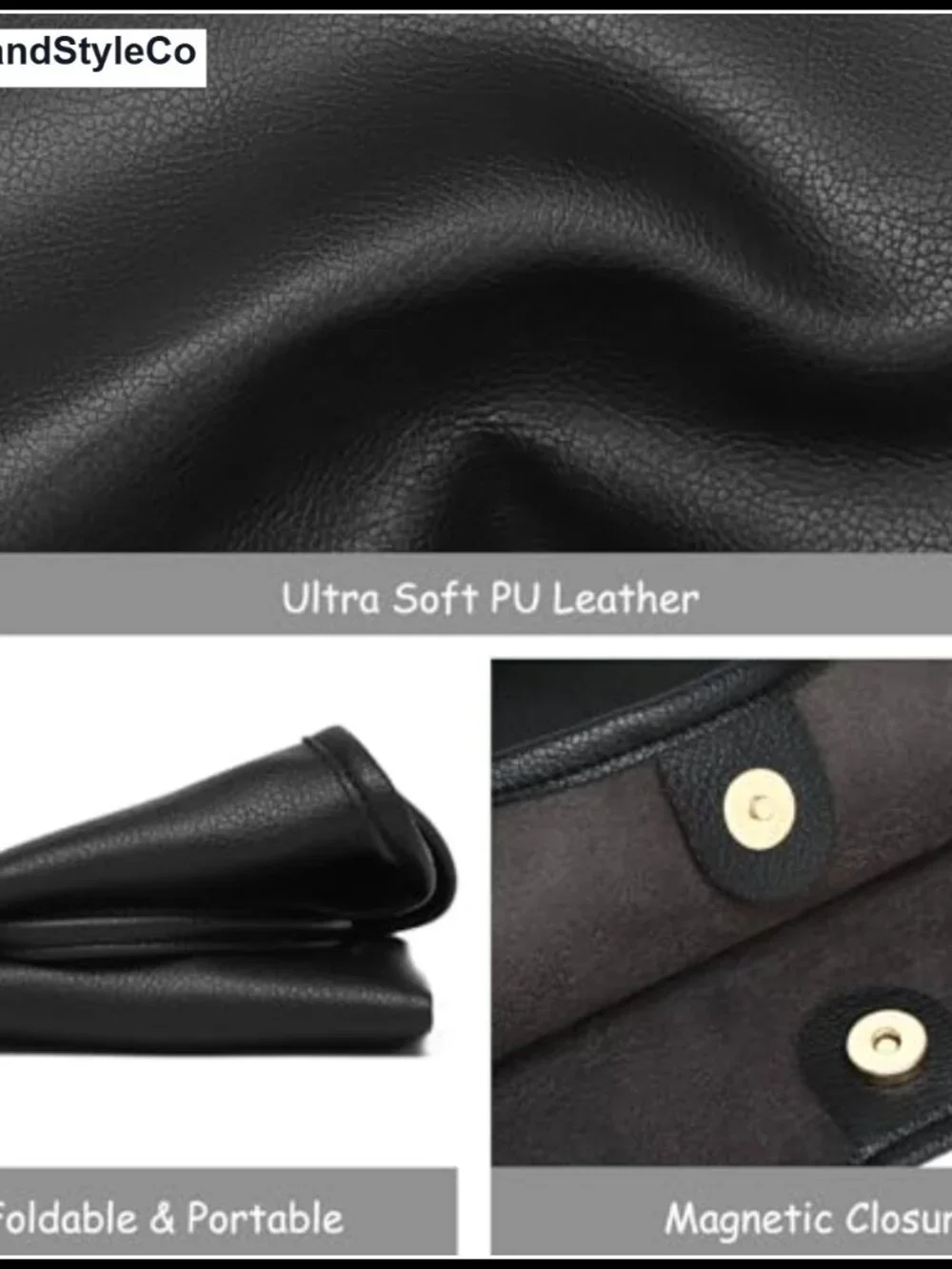 Slouchy Vegan Leather Hobo Shoulder Bag with Cosmetic Pouch